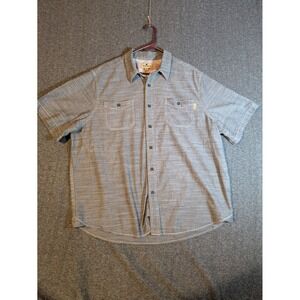 Woolrich Mens Gray Short Sleeve Button Down Shirt Size XXL Pockets Cotton